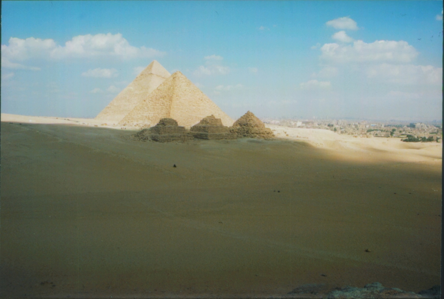 Distance View of Pyramids of Giza Egypt 1998