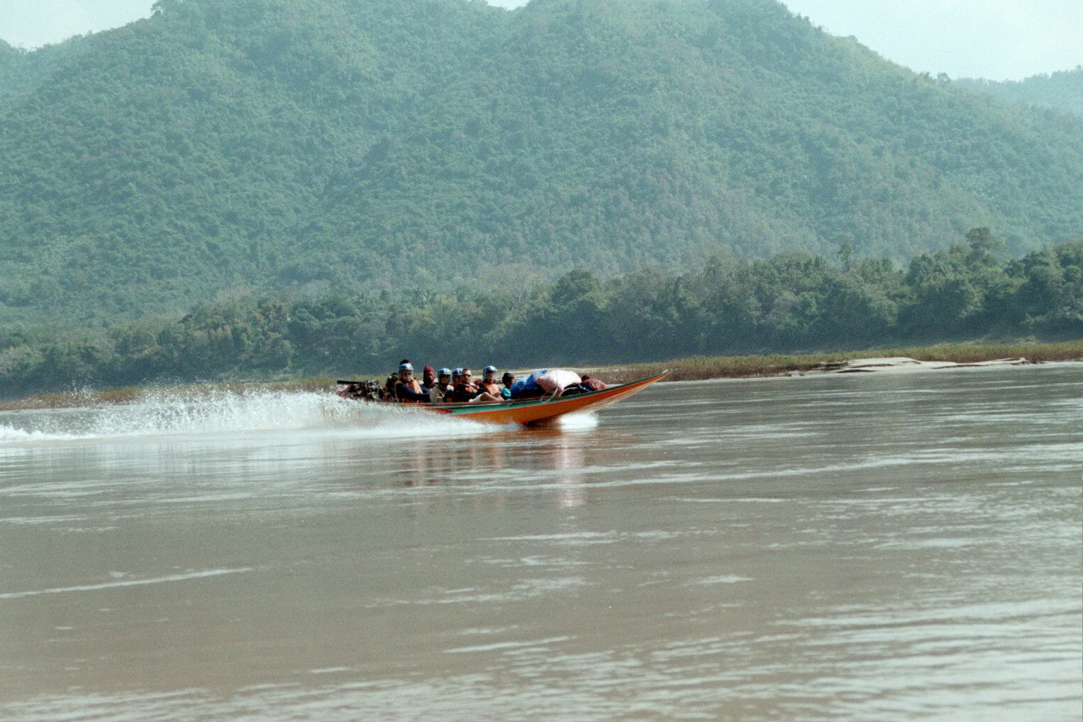 Speedboat on Mekong river at Luang Prabang -  March 2003