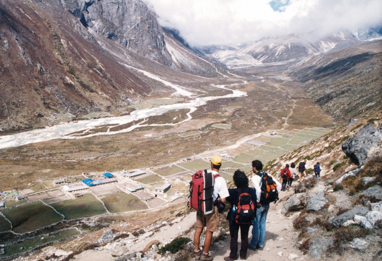 above a village trekking in nepal solukhumbu 1998