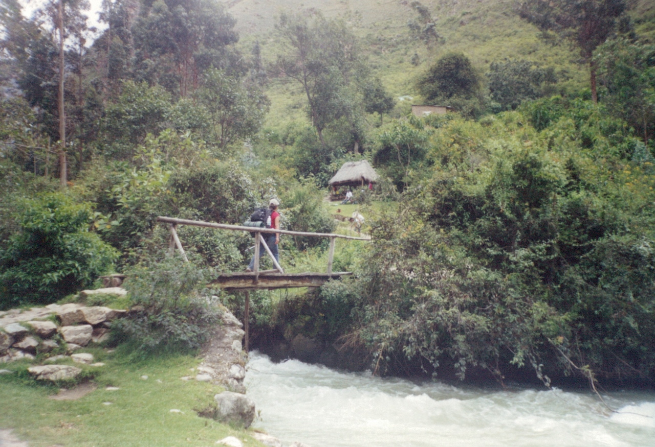 bridge inca trail machu picchu peru apr 2001